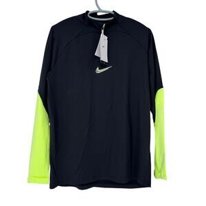 Nike Dri Fit Strike Drill Soccer Top Men's Large Black Volt Yellow DH8732